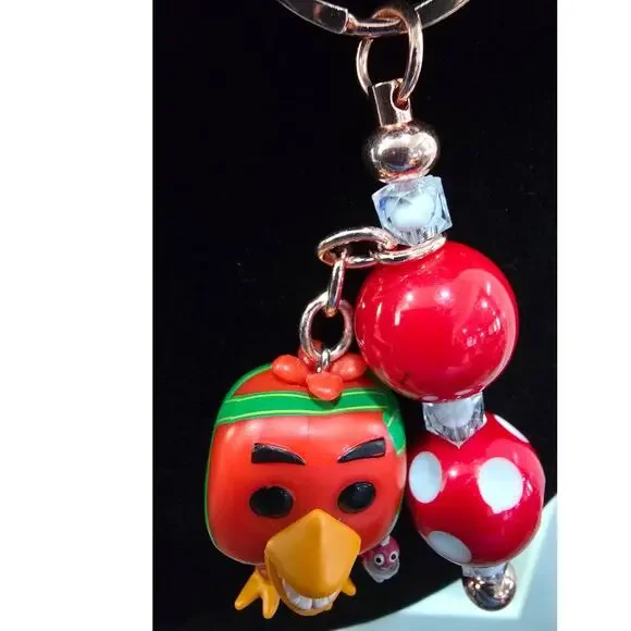Handmade Beaded Keychain With Reworked Mini Figure - Picture 8 of 10